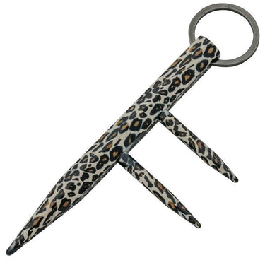 leopard print two prong self defense keychain kubotan