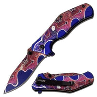 Thumbnail for Defense Divas® Knives & Knuckles Psychedelic Swirl Boho Etch Folding Pocket Knife
