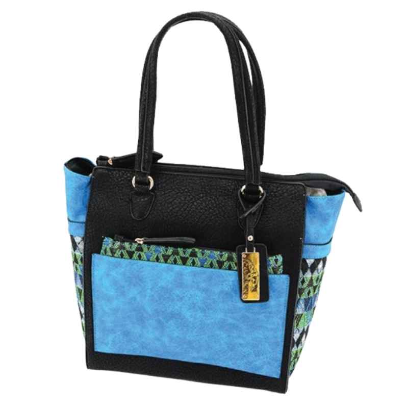 cameleon aztec blue print conceal carry purse front