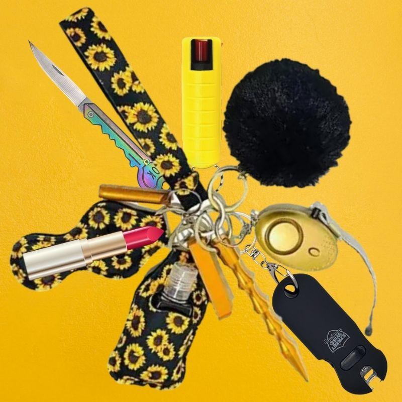 defense-divas-fight-fobs-yellow-sunflower-self-defense-keychain-stun-gun-kit