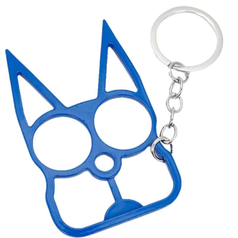 defense-divas meowch blue cat self defense keychain