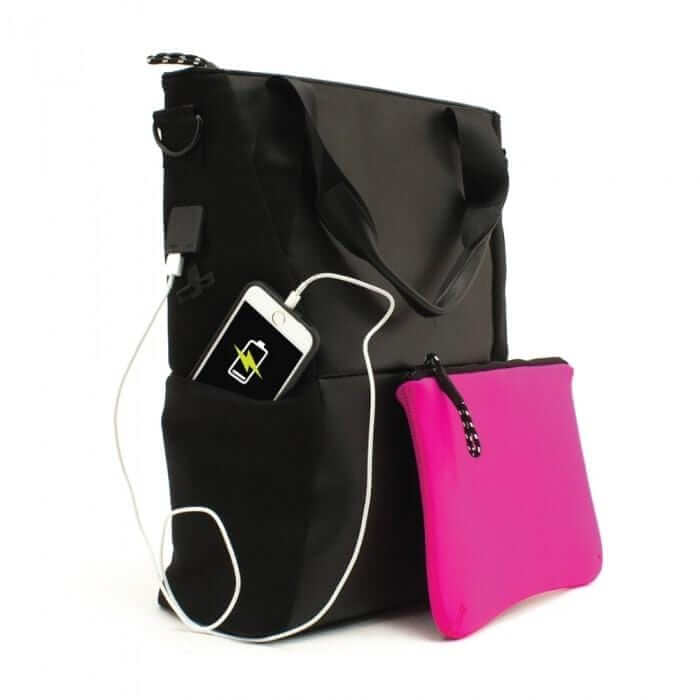 Defense Divas® Bullet Blocker Bulletproof Laptop Shoulder Bag + Power Bank USB Charger