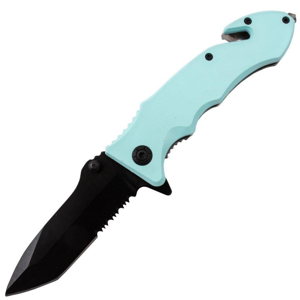 Defense Divas® Knives & Knuckles Auto Safety and Tactical Self-Defense Blue Tanto Blade