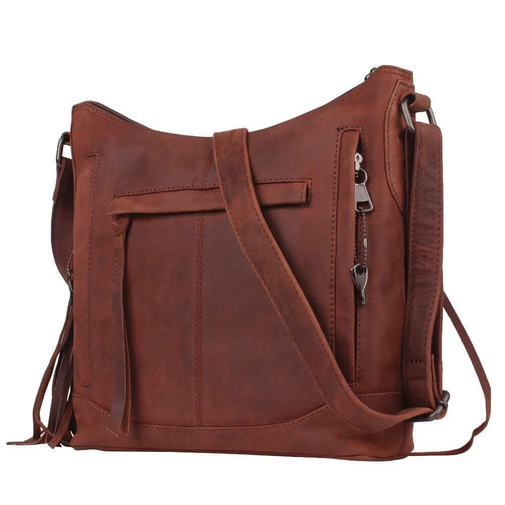 Lady Conceal Handgun Purses Concealed Carry Blake Scooped Leather Crossbody Lockable CCW Bag