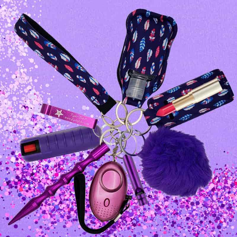 tribe vibe feathers purple defense keychain mace plus