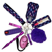 Thumbnail for tribe vibe feathers purple defense keychain mace plus