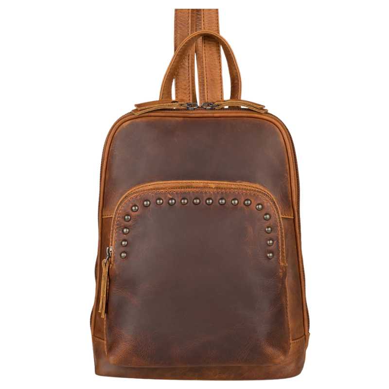 dasein patent leather zip around backpack with front pocket Abby Concealed Carry Studded Leather Backpack Purse