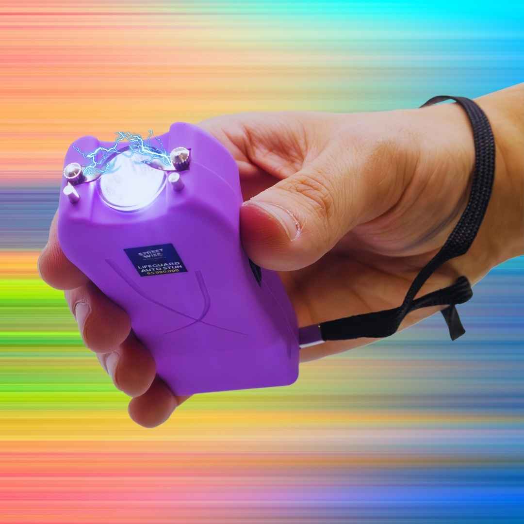 activated-flashlight-stun-features-lifeguard-stun-gun-purple