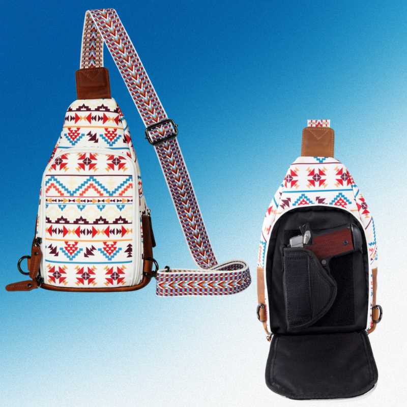 Conceal Carry Aztec Indie Canvas Sling Backpack Purse