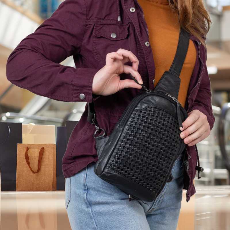 bristol small leather backpack navy Bristol Leather Concealed Carry Sling Backpack Purse