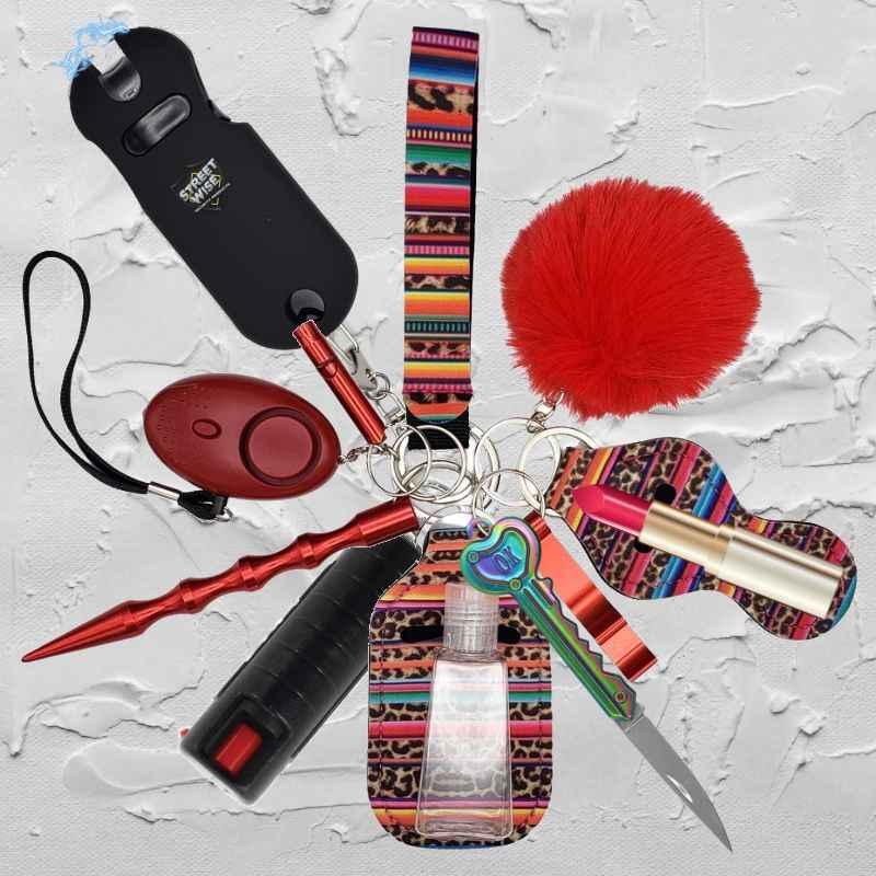 Defense Key Set Fight Fobs® Multi Color Leopard Self Defense Key Chain Set| Defense Divas®