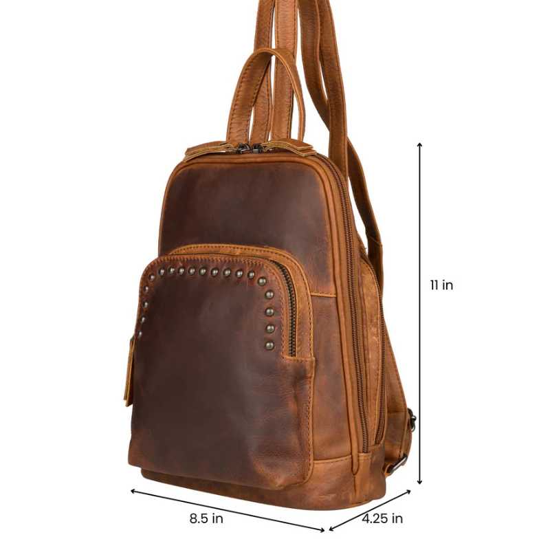 custom leather backpack purse in texas Abby Concealed Carry Studded Leather Backpack Purse