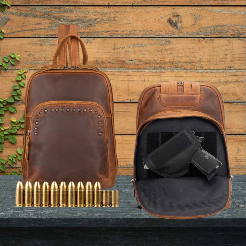 Abby Concealed Carry Studded Leather Backpack Purse Abby Concealed Carry Studded Leather Backpack Purse