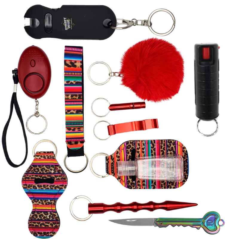 Fight Fobs® Multi Color Leopard Self Defense Key Chain Set| Defense Divas®