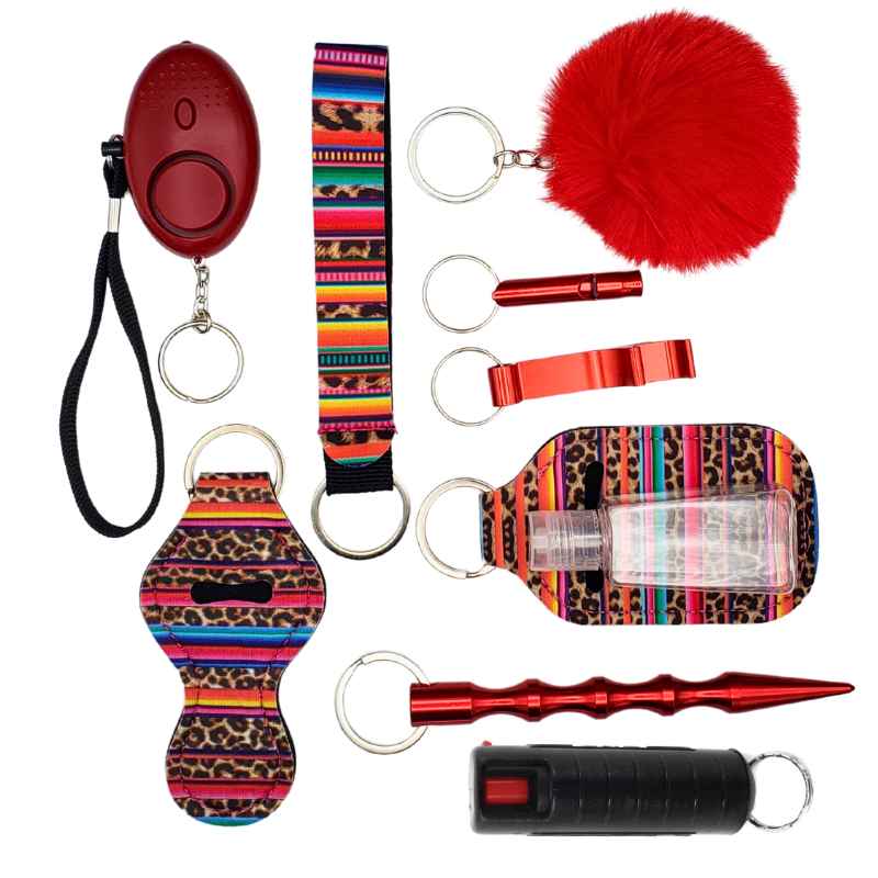 Modular Defense Color Chain Fight Fobs® Multi Color Leopard Self Defense Key Chain Set| Defense Divas®