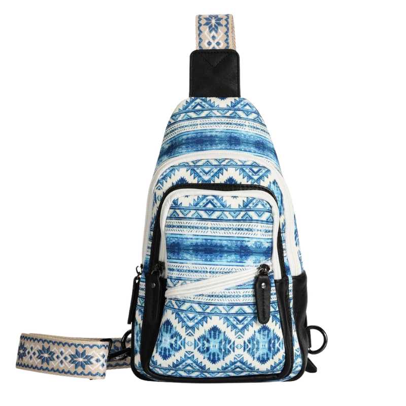 front-view-aztec-conceal-carry-sling-crossbody-bag-blue