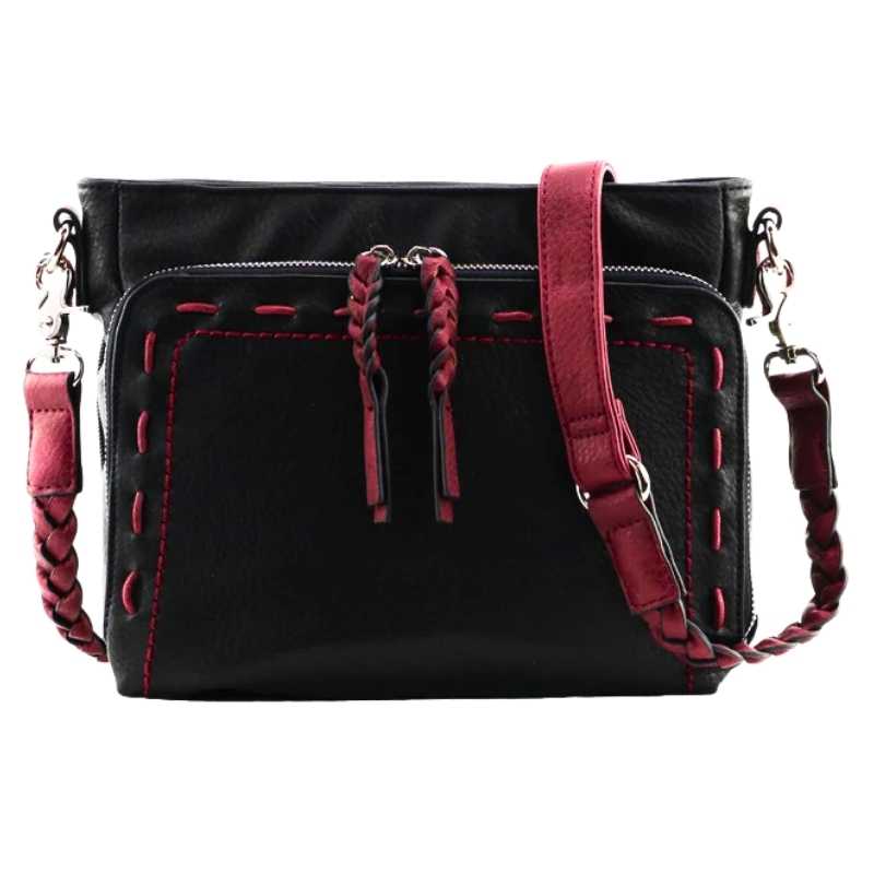 front-view-black-lockable-skylar-conceal-carry-crossbody-handbag