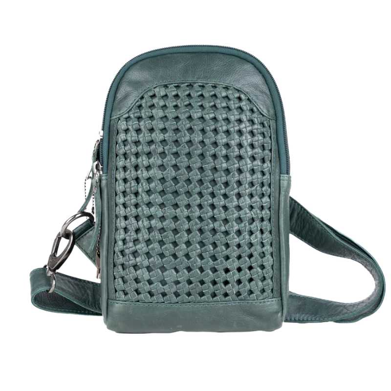 front-view-green-bristol-lockable-leather-concealed-carry-sling-crossbody-purse