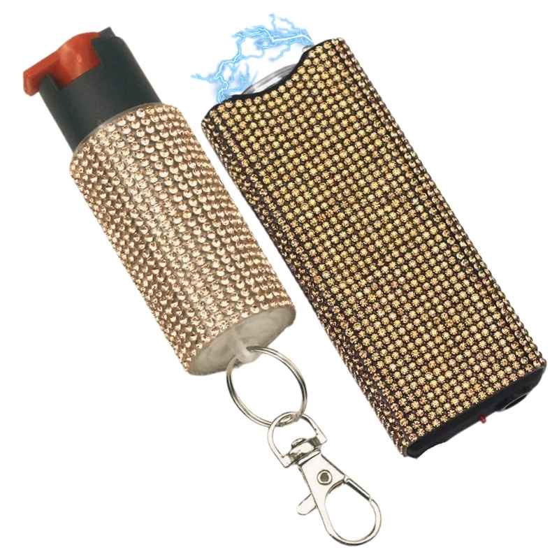 Mini Rhinestoning Gun Rhinestone Mini Stun Gun and Pepper Spray Keychain Kit | Defense Divas®