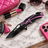 pink-black-folding-knife-with-seatbelt-cutter