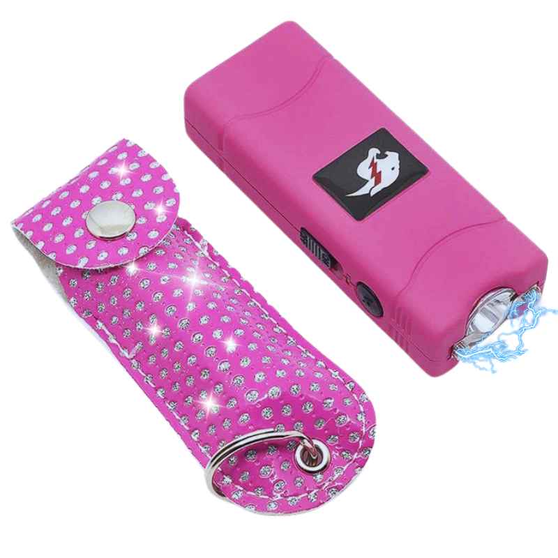 Mini Stun Gun and Pepper Spray Combo for Self Defense - Pink Mini Stun Gun and Pepper Spray Combo for Self Defense - Pink