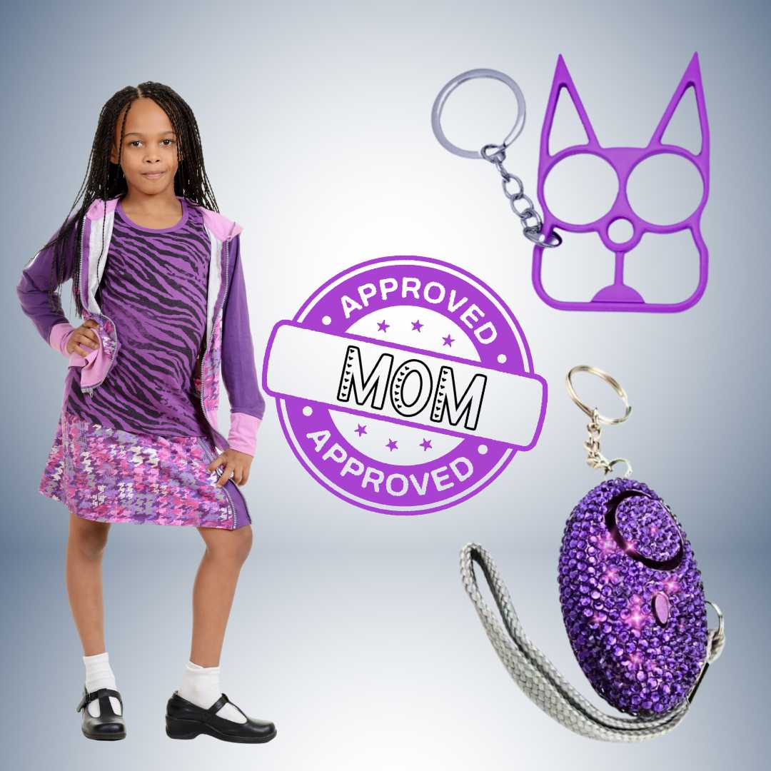 purple_glam_shield_cat_bling_self_defense_keychain_set