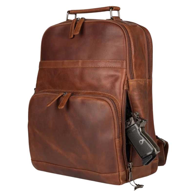 concealed carry leather backpack Madison Purse Clinger Holsters The YKK locking concealed carry compartment ensures firearm security Concealed Carry RFID Daisy Leather