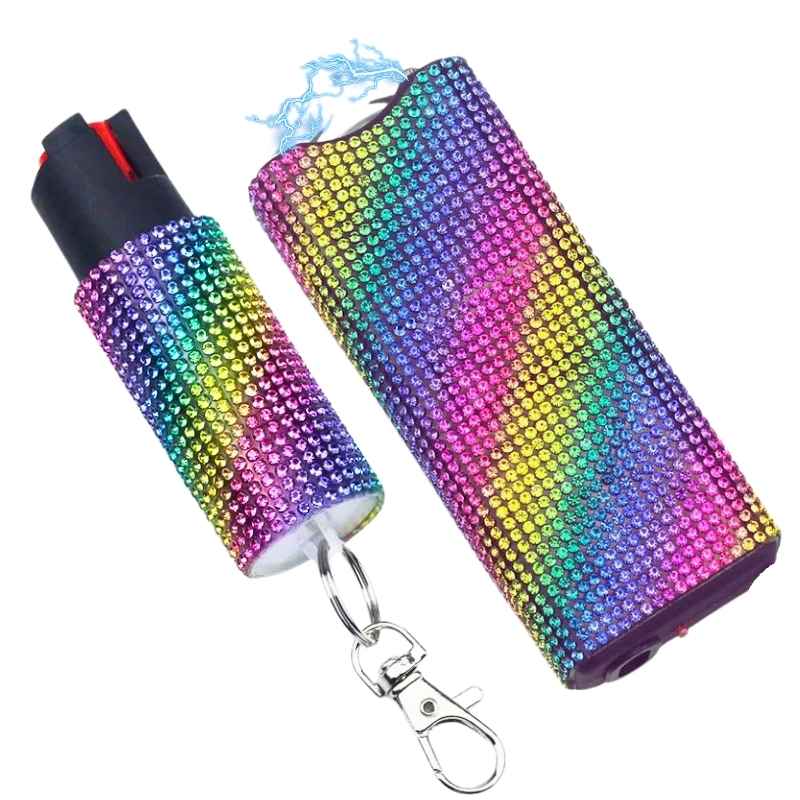 Mini Rhinestoning Gun Rhinestone Mini Stun Gun and Pepper Spray Keychain Kit | Defense Divas®