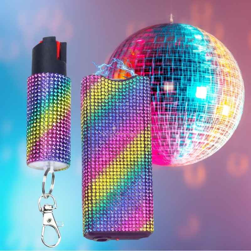 Mini Rhinestoning Gun Rhinestone Mini Stun Gun and Pepper Spray Keychain Kit | Defense Divas®