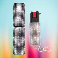 rhinestone-bling-stun-gun-keychain-pepper-spray-kit-colorful-background