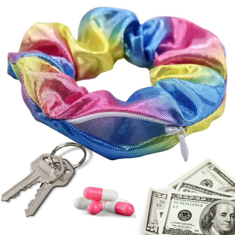 RAINBOW secret compartment scrunchie hair accessories