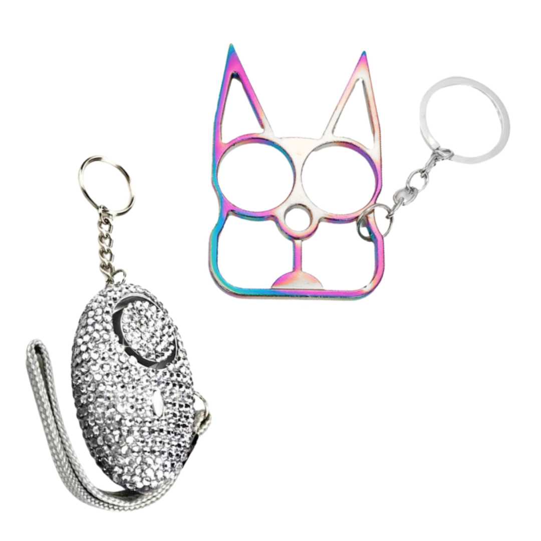 silver_glam_shield_cat_bling_self_defense_keychain_set