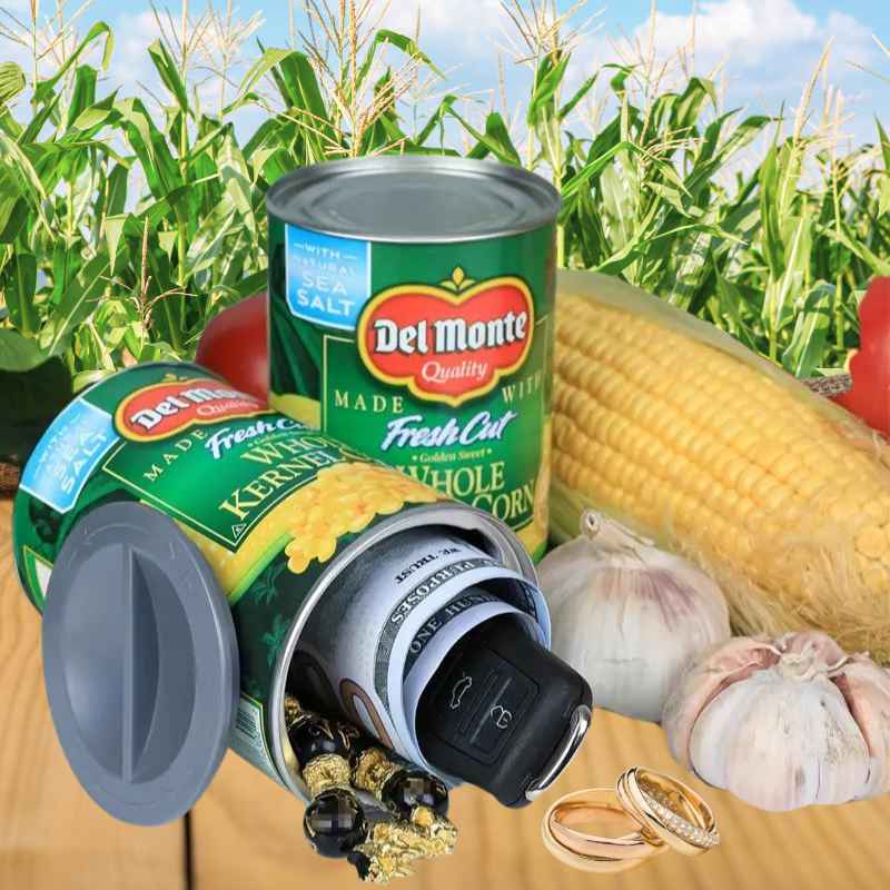canned corn stash can vegetable diversion safe