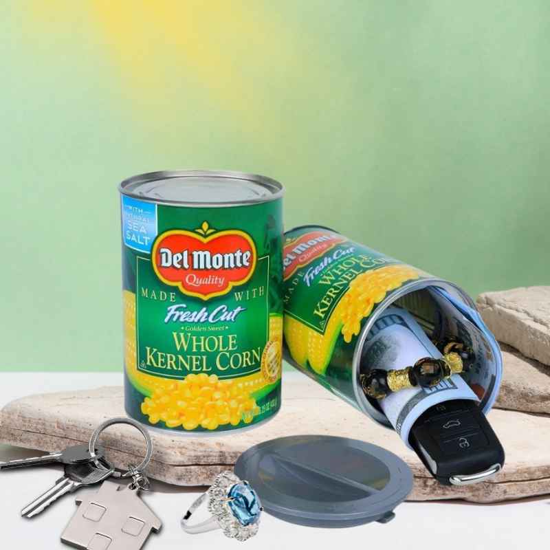 canned corn stash can vegetable diversion safe