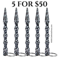 Thumbnail for Defense Divas® Impact Self Defense 5 For $50 Black Camo Pointed Solid Steel Kubotan Self Defense Key Chain $5 For $50 BLACK