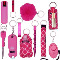 Thumbnail for stun taser mace pink self defense keychain deluxe set