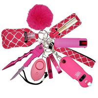 Thumbnail for stun taser mace pink self defense keychain deluxe set