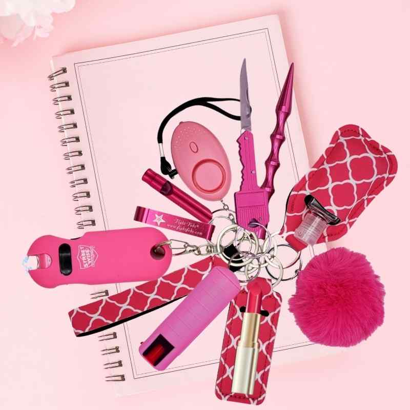 Fight Fobs® Pink Fenced Self Defense Key Chain Set | Defense Divas®