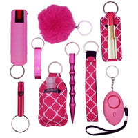 Thumbnail for pink pepper spray self defense keychain set fight fobs