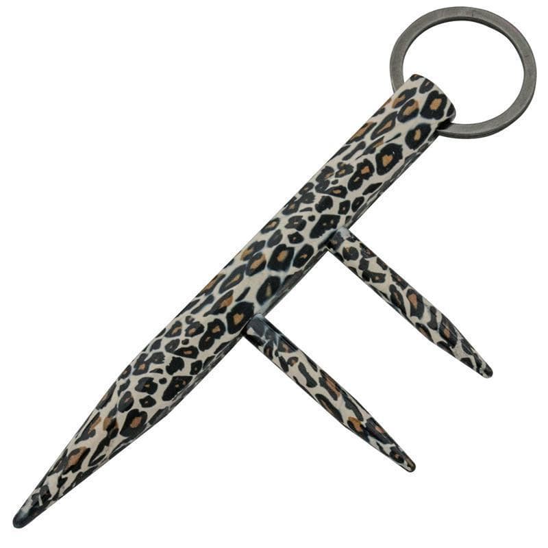 Leopard Triple Pointed Solid Steel Kubotan Self Defense Key Chain