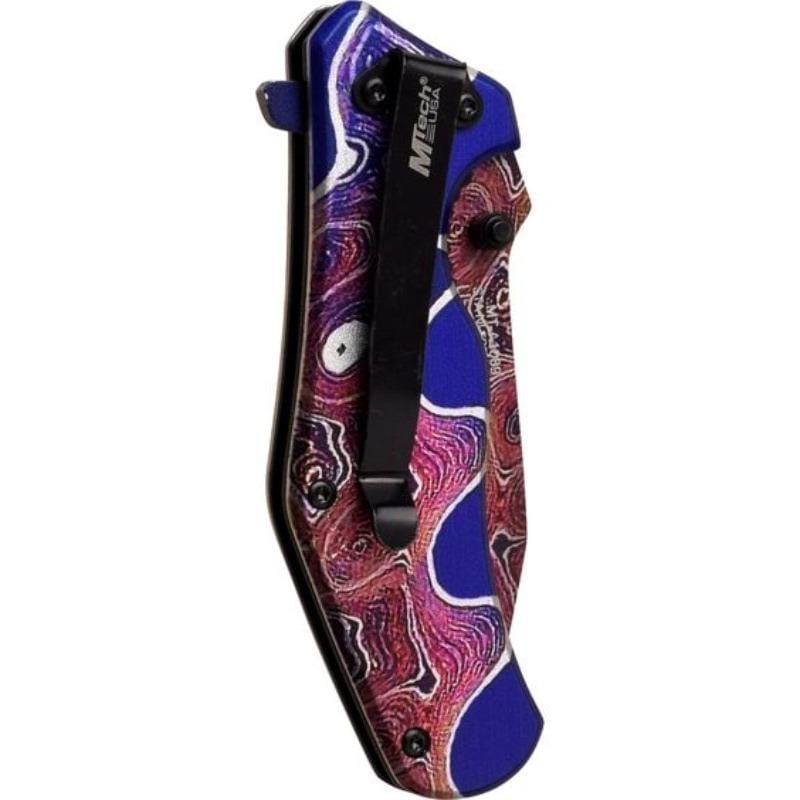 Defense Divas® Knives & Knuckles Psychedelic Swirl Boho Etch Folding Pocket Knife