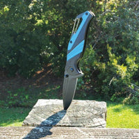 Thumbnail for Defense Divas® Knives & Knuckles Blue Carabiner Folding Pocket Knife