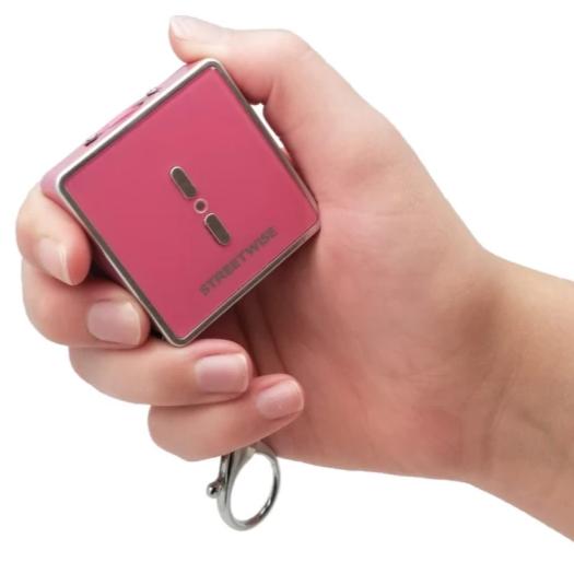 Defense Divas® Stun Guns Square Off 26 Million Quick Release Key Chain Stun Gun, Panic Alarm & Flashlight Pink