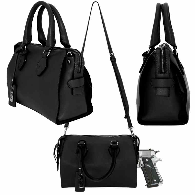 black bella cameleon conceal carry purse 3 side views