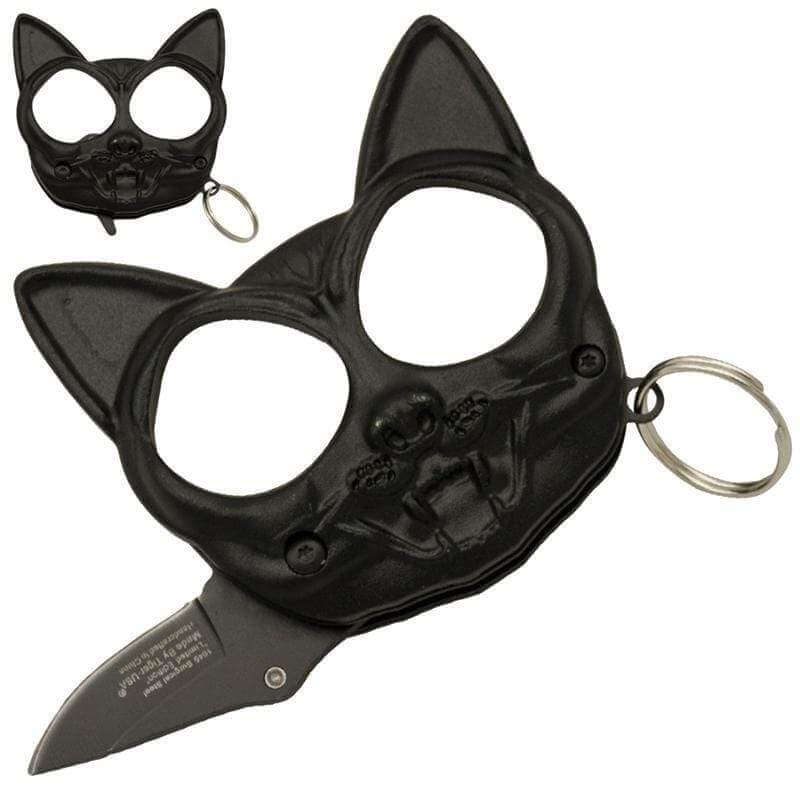 Defense Divas® Knives & Knuckles Black Cat Scratch Key Chain