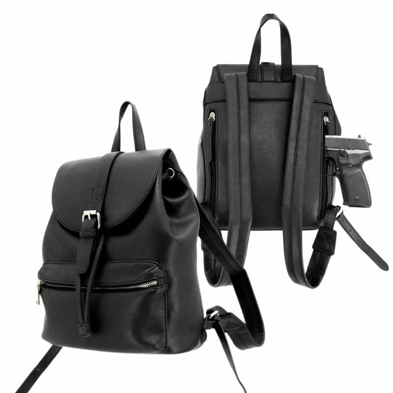 cameleon amelia ccw backpack purse black front and back view