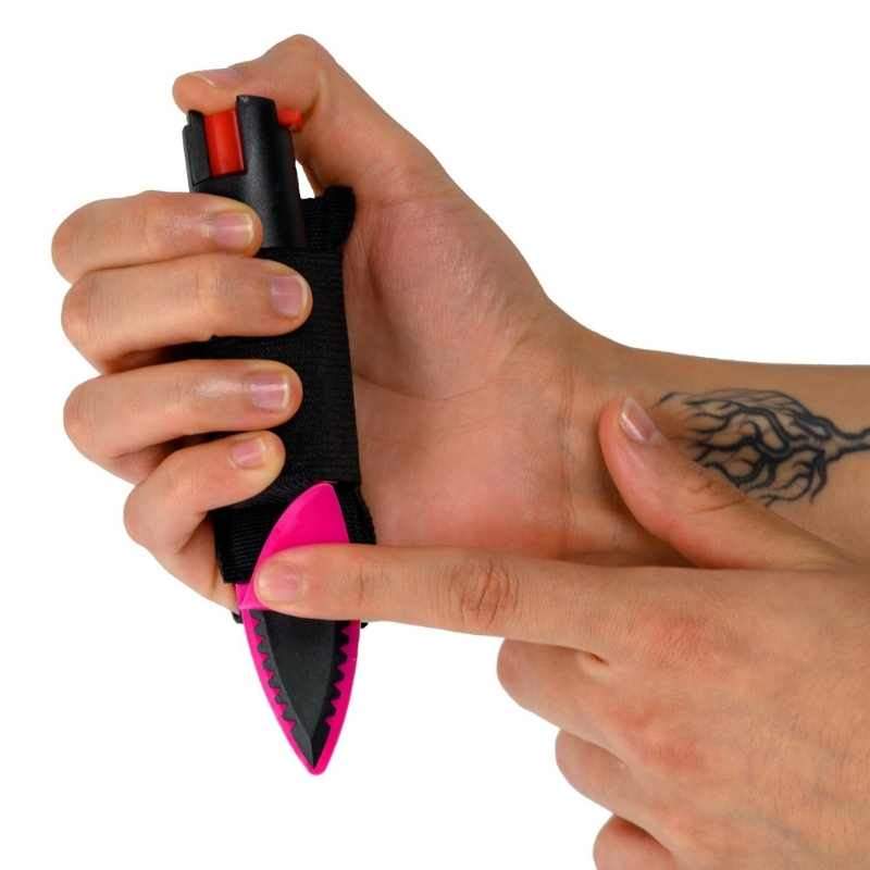 defense divas spike-n-strike pepper spray blade pink serrated edge
