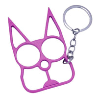 Thumbnail for defense-divas meowch purple cat self defense keychain
