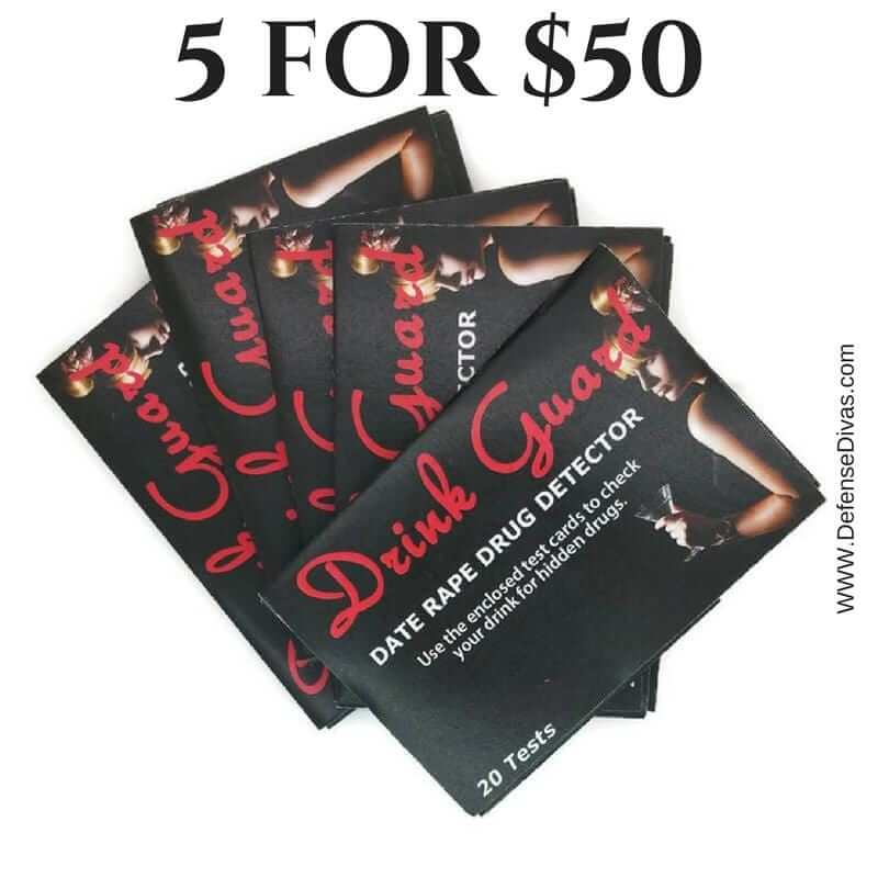 Defense Divas® Campus Safety 5 For $50 Date Rape Drug Test Kit Drink Guard Strips