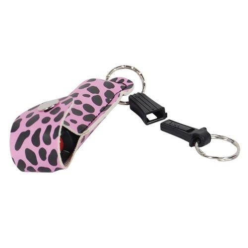 Defense Divas® Pepper Spray Pepper Shot 10% OC Cheetah Self Defense Pepper Spray Quick Release Key Chain Pink